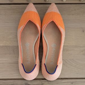 Rothy's Orange and Cream Striped Flats